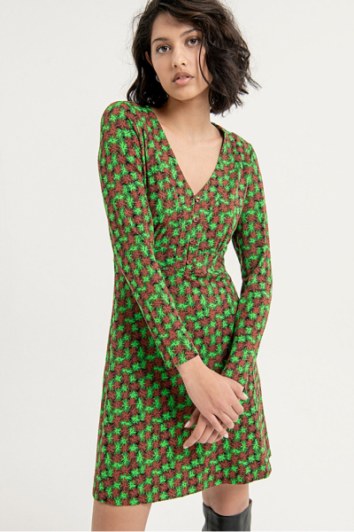 vestido verde estampado surkana